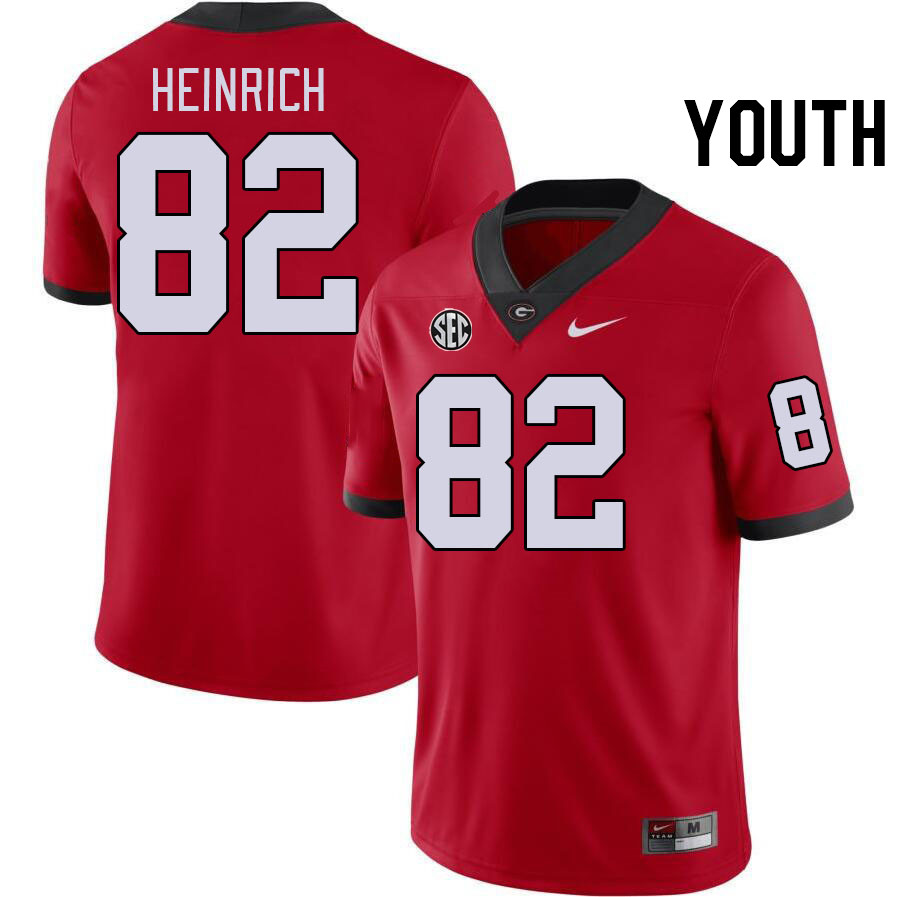 Youth #82 Colton Heinrich Georgia Bulldogs College Football Jerseys Stitched-Red